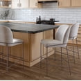 thumbnail image 1 of CorLiving Blakeley Modern Upholstered Indoor Counter Height Barstool with Metal Legs, Light Grey (Sold Individually), 1 of 10