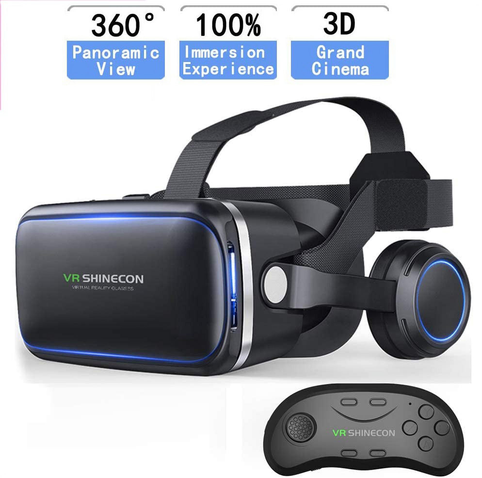 V5 VR Headset for iPhone, Samsung, Android Phone (4.7-6.8in Screen), Phone  3D Goggles VR Glasses, w/ Trigger Button Enjoying Virtual Reality Game &  Video,Black 