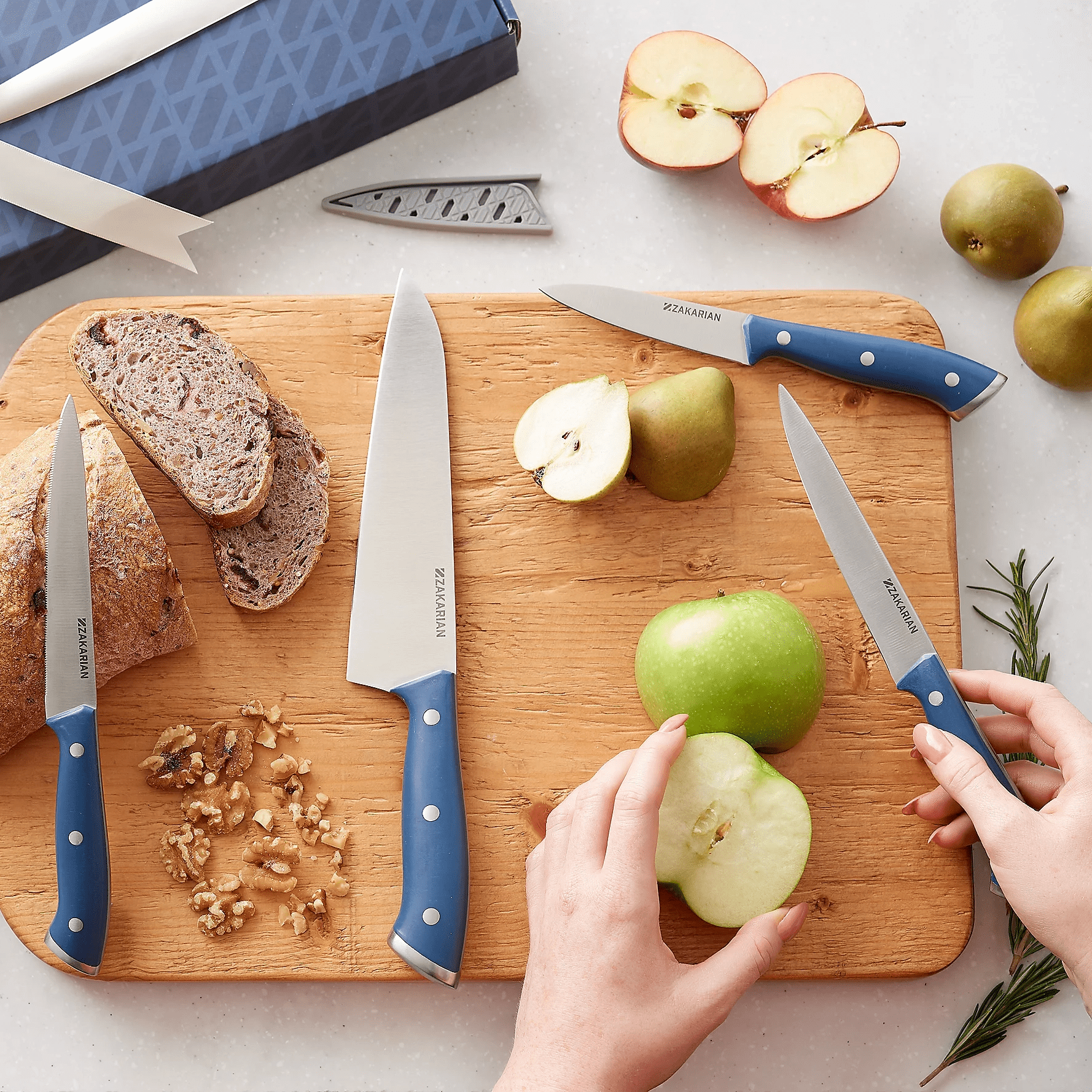 Zakarian by Dash 4-Piece Full Tang Cutlery Set with Covers (Zakarian Blue)