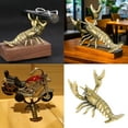 thumbnail image 3 of Gold Crawfishes Figurines Retro Brass Lobsters Statues Decorative Brass Ornament Pen Holders for Desktop, 3 of 8