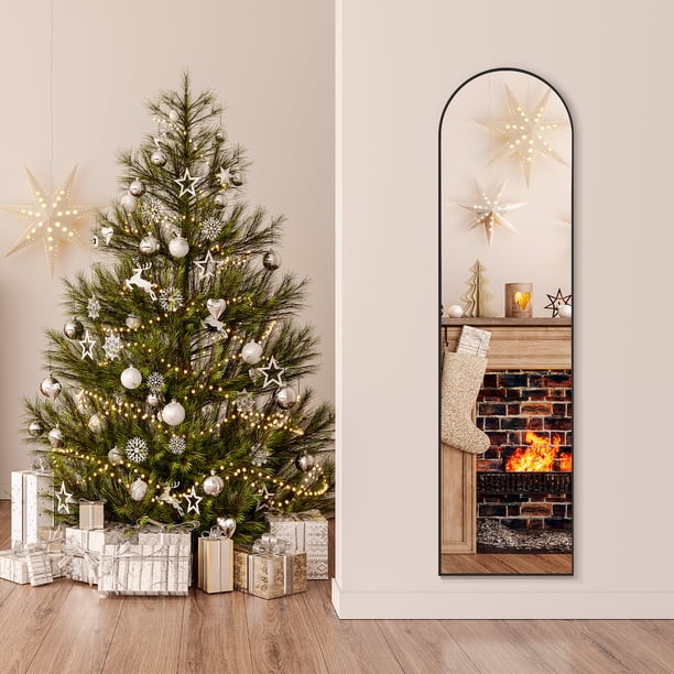 EDX Arched Full Length Mirror 59"x16" Full Body Mirror Rectangle Free Standing Wall Mounted Leaning Hanging Floor Mirrors, Black EDX Arched Full Length Mirror 59"x16" Full Body Mirror Rectangle Free Standing Wall Mounted Leaning Hanging Floor Mirrors, Black - Image 5