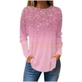 thumbnail image 1 of Blouses pour Femmes, T-Shirts pour Femmes, T-Shirt Ample Imprimé de Mode pour Femmes à Manches Longues Blouse à Col Rond Décontractée, 1 of 4
