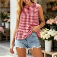 thumbnail image 6 of Karymi Going Out Tops Gingham Sleeveless Peplum Blouse, Casual Round Neck Checkered Tank Top with Keyhole Back, Summer Ruffle Hem Shirt Shirts for Women, 6 of 7