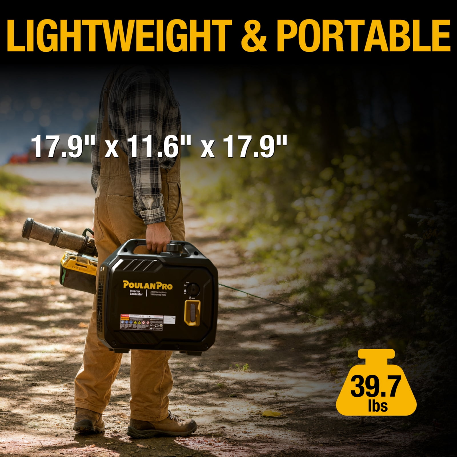 Poulan Pro 2300W Portable Inverter Generator Quiet Gas Powered Generator for Home Backup Camping & RV with USB Ports ECO Mode Parallel Ready CO Sensor EPA Compliant