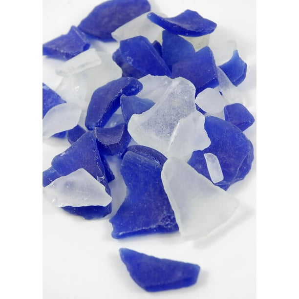 Sea Glass in Frosted Blue & White 3lb., Centerpiece Vase Filler Bulk Beach Seaglass Walmart