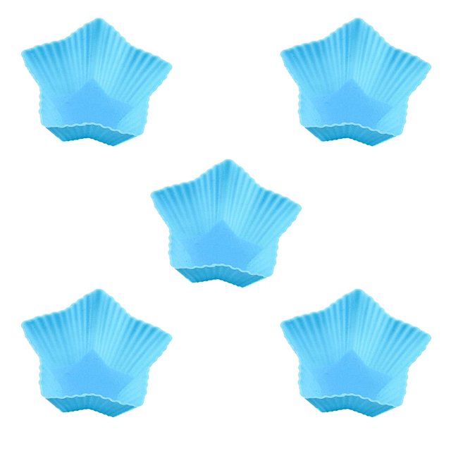 CSChome Moules à Cupcakes en Silicone Non Résistants aux Hautes Températures Moules à Muffins en Silicone - 5 Pcs Moules à Cupcakes en Forme d'Étoile pour Fête