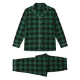 thumbnail image 4 of KPOPLK Family Christmas Pajamas Matching Sets Lightweight Long Sleeve Button down Shirt and Pants Pjs Jammies 2 Piece(15-16 Years,Green), 4 of 4