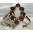 thumbnail image 2 of LBG British Made Solid 10k Yellow Gold ring with Natural Opal & Garnet Womens Engagement Ring - 33 size options - Size 9.75, 2 of 5