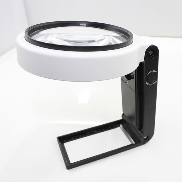 2 lupas de 30 x 40 x con luz y soporte, diseño plegable, lupa iluminada con 18 LED para trabajos de cerca, lupas grandes de mano para lectura, alimentado por batería