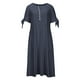 thumbnail image 4 of Vestido largo maxi liso con cuello en V, encaje recortado y volantes para mujer - Poliéster spandex ligero, favorecedor para todas las figuras, 4 of 5