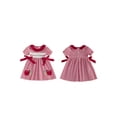 thumbnail image 2 of Cjfdfy Kids Toddler Baby Girls Back to School Dress Pre Kindergarten Outfits Bbay Girls First Day of School Outfit Apple Embroidery Cute Bow Short Sleeve Plaid Dress Toddler Summer Fall Dress, 2 of 9
