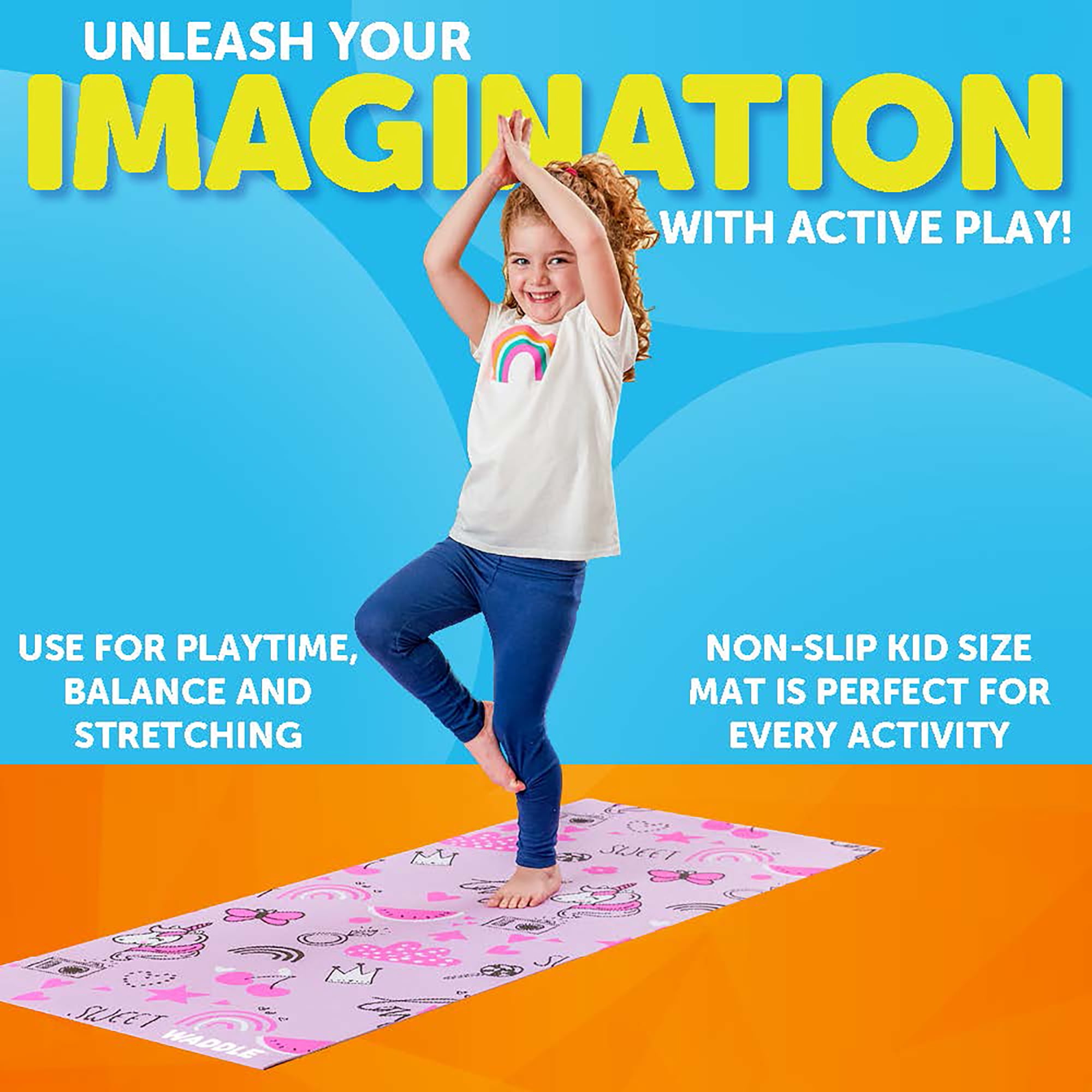 Waddle Yoga Mat, Yoga Mat for Kids, Exercise Mat for Toddlers, Kids Ages 3 Years and Up, Unicorn