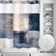thumbnail image 3 of No Hook Shower Curtain with Built-in Rings - Abstract Navy Blue Gray Checkered Washable Waterproof Fabric Bathroom Curtains for Hotel,Rentals, 66 X 72 Inch Long , Modern Watercolor Art, 3 of 7