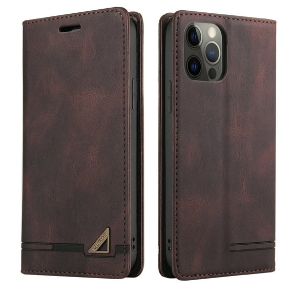 Dteck phone case for iPhone11 pro handmade PU Leather Flip Folio Wallet Phone Case with Card Slot, TPU Shockproof Inner Case Compatible with iPhone11 pro 6.1 inch,Brown