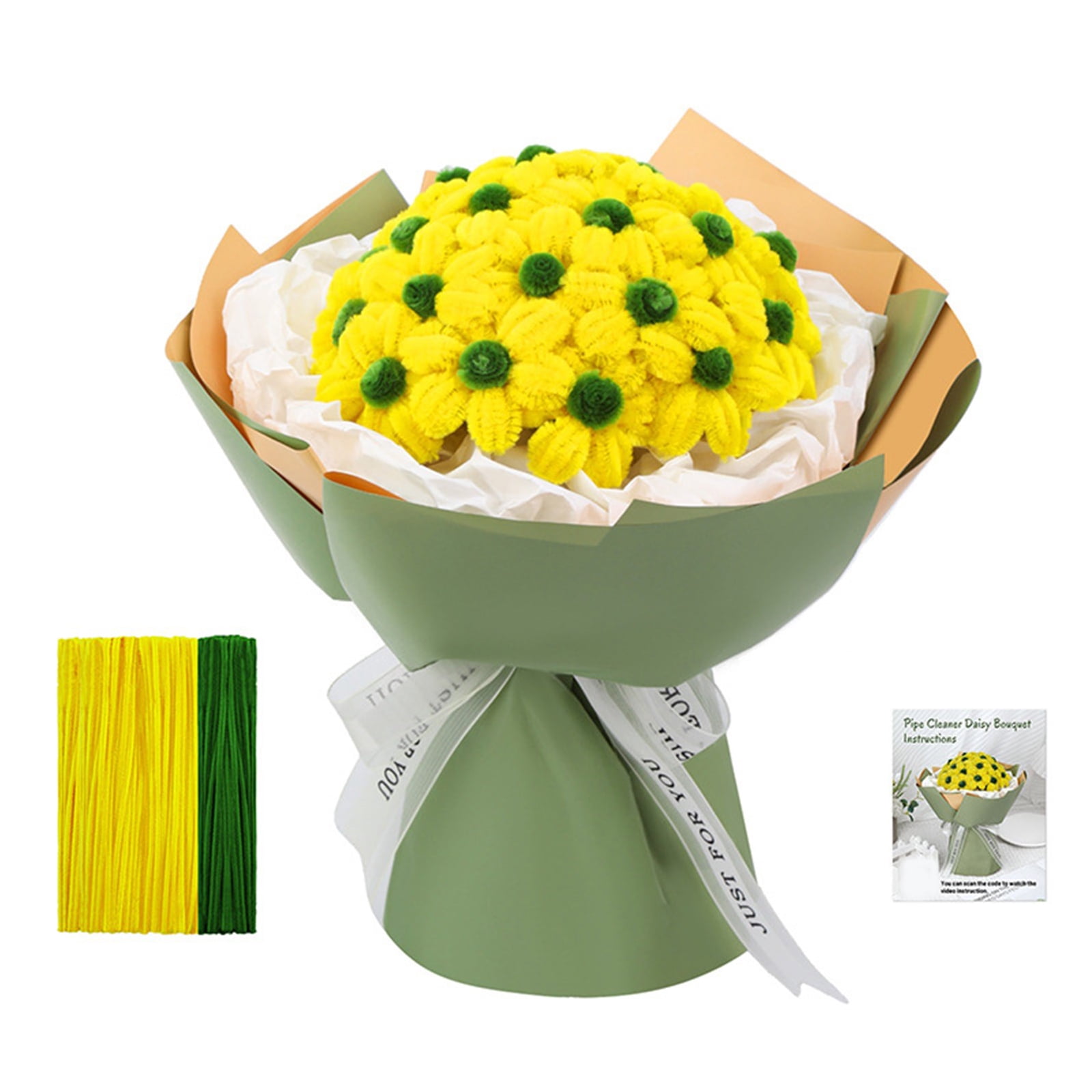 Pipe Cleaners Flower Set Chenilles Stems Flower Bouquet Kits Craft Supplies for Art and Craft Projects Decorations