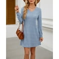 thumbnail image 5 of Elegant Ribbed V-Neck Knit Mini Dress | Soft Durable Fabric, Flattering Silhouette, Timeless Style for Brunch/Date/Evening | Breathable All-Season & Versatile, 5 of 28