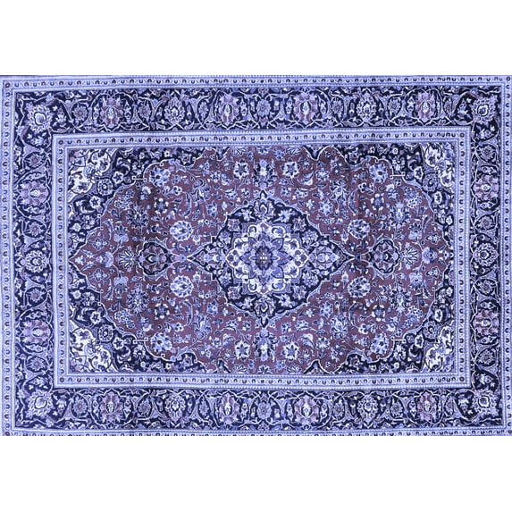 Ahgly Company Indoor Rectangle Medallion Blue Traditional Area Rugs, 5' x 7'