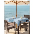 thumbnail image 3 of Outdoor Tablecloths with Umbrella Hole & Zipper, Coastal Blue Striped 54x54 Inch Square Tablecloths, Ocean Sea Summer Starfish Coral Shells Waterproof Table Cloth, Patio/Pool/Picnic Table Covers, 3 of 8