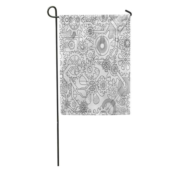JSDART Abstract Clockworks Mechanism in Steampunk Many Gears Drawn Blueprint Ancient Garden Flag Decorative Flag House Banner 28x40 inch