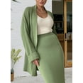 thumbnail image 4 of Women'S 2 Piece Sets Knitted Fall Outfits Long Open Front Cardigan Casual Sweater and Elegant Skirt Set Green One size, 4 of 7