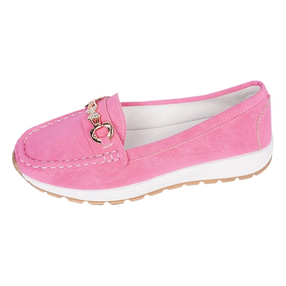 Women's Platform Vintage Suede Loafers Lightweight Non Slip Work Shoes Wide Width Low Wedge Slip On Sneakers Pink Size 9