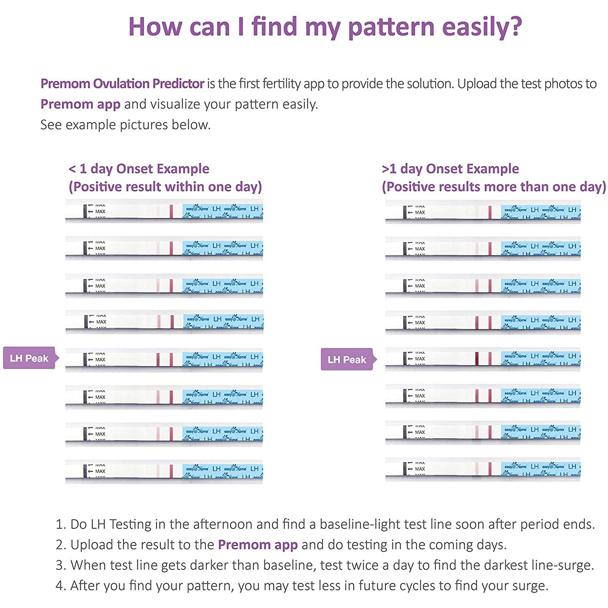 Easy Home 50 Ovulation Test Strips and 20 Pregnancy Test Strips Combo Kit 50 LH 20 HCG