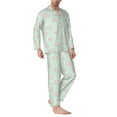 thumbnail image 6 of Salouo Flora Daisy Cactus Print Button-Front Long Sleeve Pajama Set for Men, Soft 2Pjs Men's Long Sleeve Sleepwear -XX-Large, 6 of 7