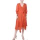 thumbnail image 1 of NY Collection Womens Chiffon Belted Handkerchief Hem Flounce Dress, darkorange, Petite, PM, 1 of 1