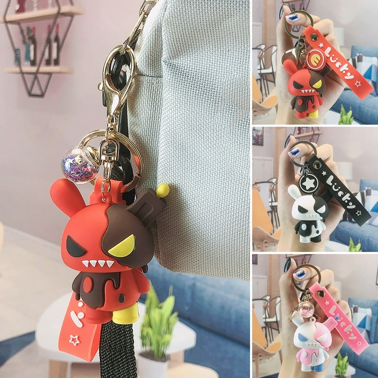 Bunny Bag Charm Easter Bunny Tag Handmade Leather Keychain 