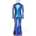 thumbnail image 4 of iiniim Combinaison Pantalon à Pattes d'Éléphant Zippée Imprimée Patchwork pour Garçons, Tenue de Fête Disco, pour Performance sur Scène, Bleu 10, 4 of 6