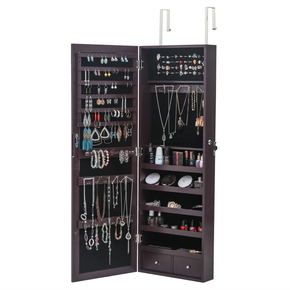5-Layer LED Mirror Cabinets, Full Mirror Wall Mounted Cabinets, Brush Holders with Inner Mirror