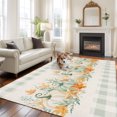 thumbnail image 5 of Thanksgiving Coastal Area Rug 5x8 Washable Rug Non Slip Fall Pumpkin Leaves Starfish Plaid Large Area Rug Soft Stainresistant Indoor Floor Carpet for Living Room Bedroom Home Office Dining Room, 5 of 9