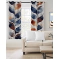 thumbnail image 2 of Navy Blue Burnt Orange Blackout Curtains for Bedroom Living Room Darkening Curtains 63 Inches Long Abstract Palm Leaf Botanical Window Curtain 2 Panels Set Window Treatment Grommet Drapes 42"x63", 2 of 9