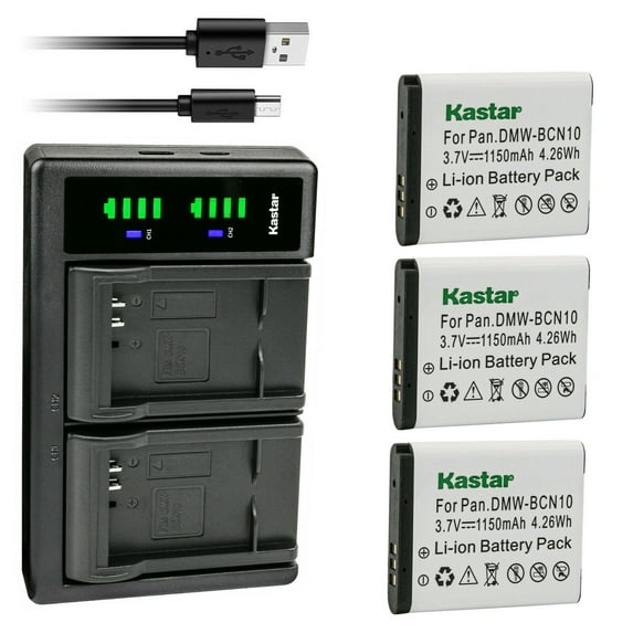 Kastar 3-Pack Battery and LTD2 USB Charger Compatible with Panasonic DMW-BCN10 DMW-BCN10E, DMW-BCN10GK DMW-BCN10PP Battery, Panasonic DMC-LF1, Panasonic DMC-LF1K, Panasonic DMC-LF1W Digital Cameras