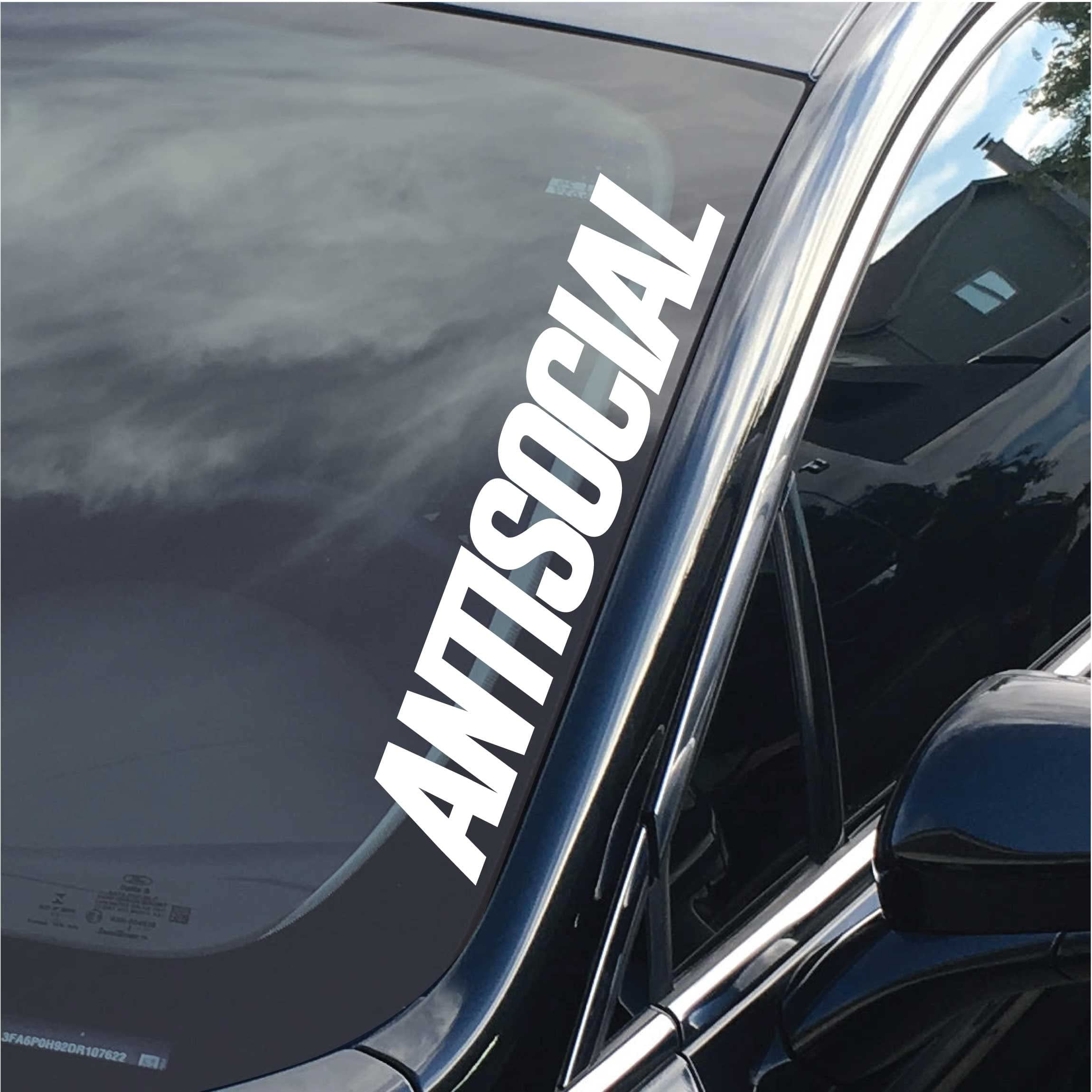 Antisocial Side Windshield Banner Decal / Sticker 20 inch