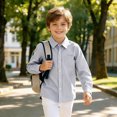 thumbnail image 6 of FYDUU Kids Boys Girls Long Sleeve Striped Shirt Turndown Collar Button Down Shirts Fall Back To School Shirt Formal Children's Tops 3-4 Years, 6 of 6