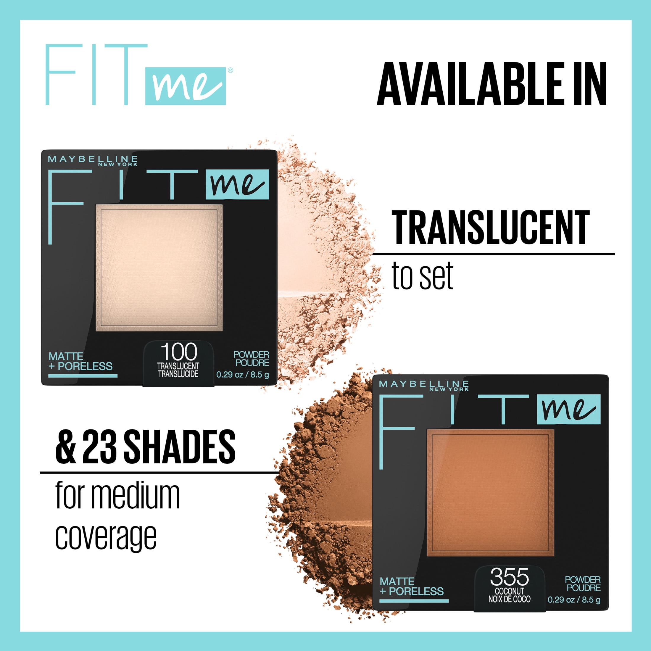 Maybelline Fit Me Matte Poreless Pressed Face Powder Makeup, Fair Ivory, 0.29 oz