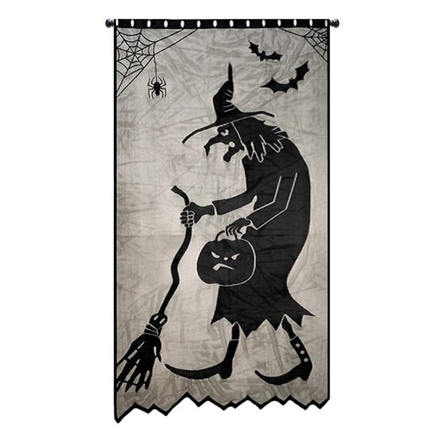 Elementos de Halloween Patrón espeluznante Cortina de puerta Encaje negro Familia Halloween TFixol decoración de halloween