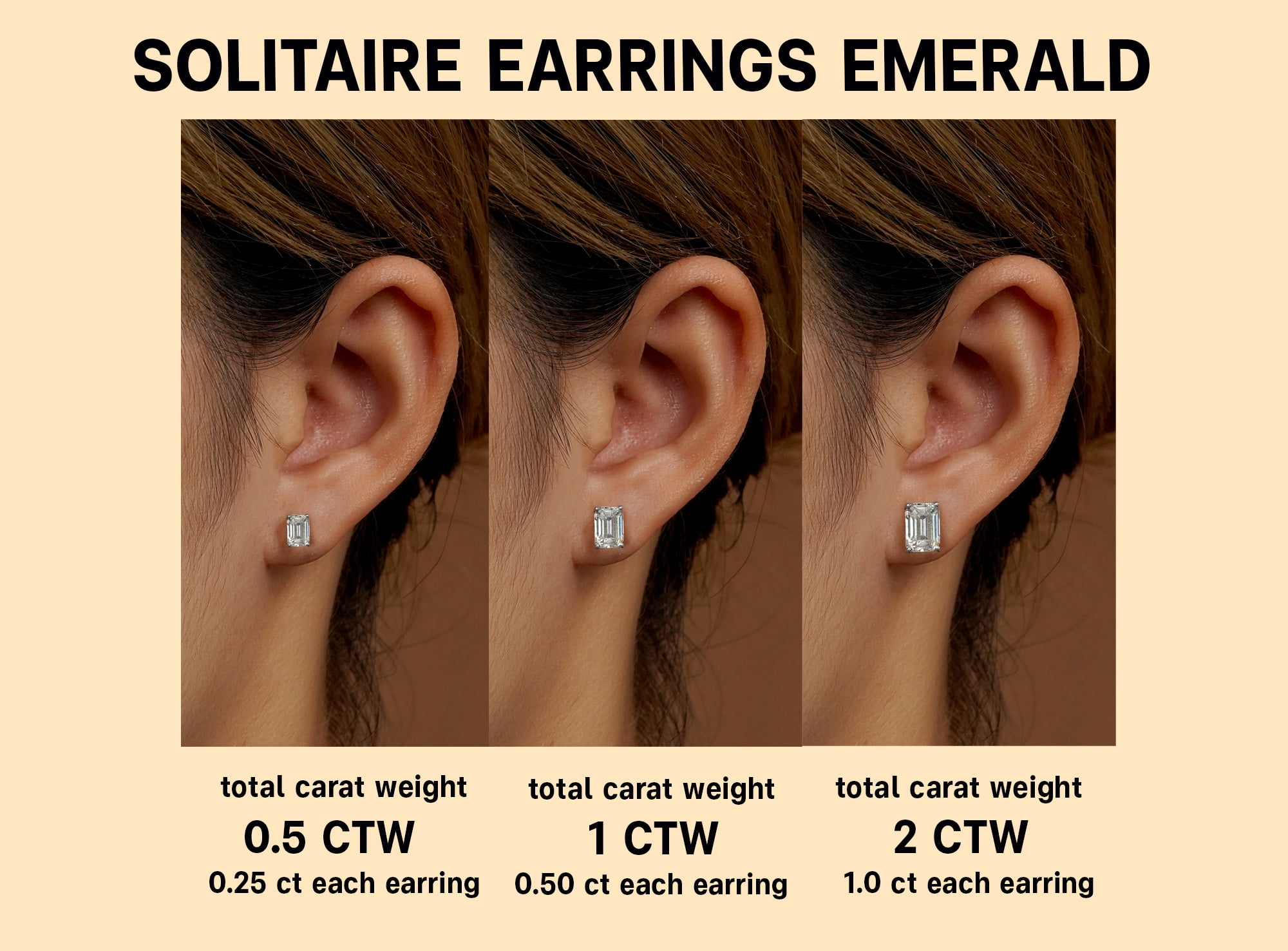 1 carat emerald cut earrings discount