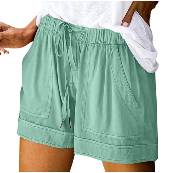 Npasoilc Summer Plus Size Shorts for Women High Waist Elastic Pants Casual Loose Shorts Pants with Drawstrings and Pockets