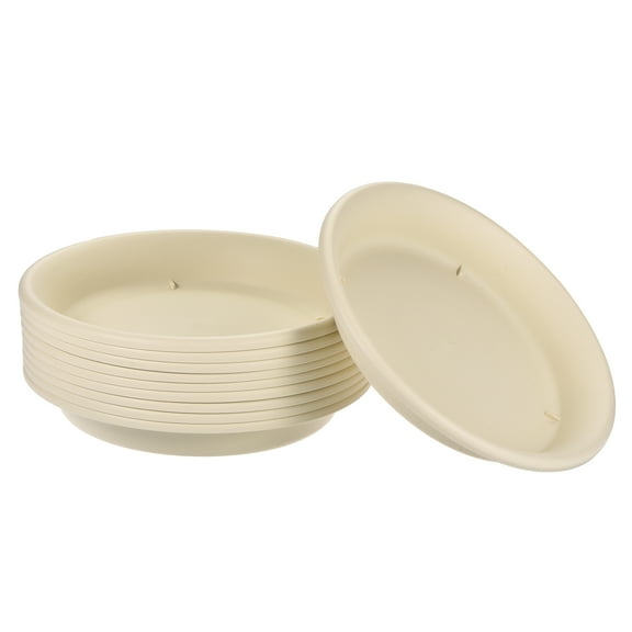Uxcell 7" Plastic Round Plant Pot Saucers Flower Drip Trays, Beige 10 Count