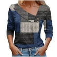 thumbnail image 1 of FAIWAD Long Sleeve V Neck Tops for Women Lapel Button Down Color Block Pullover Tunic Tops, 1 of 5