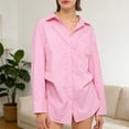 thumbnail image 2 of Kaemgyyd Summer Blouses for Women Button down Long Sleeve Ruched Tops Collared Casual Travel Shirts Fall Fashion Outfits, 2 of 6