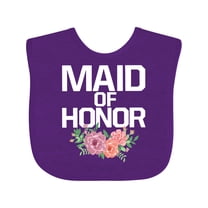 Inktastic Maid of Honor with Flower Illustration Girls Baby Bib