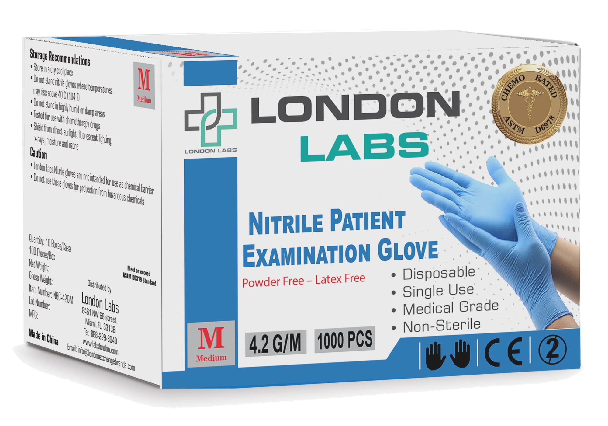 London Labs Nitrile Patient Exam Gloves, 4.2 Mil Thick Chemo-Rated ...