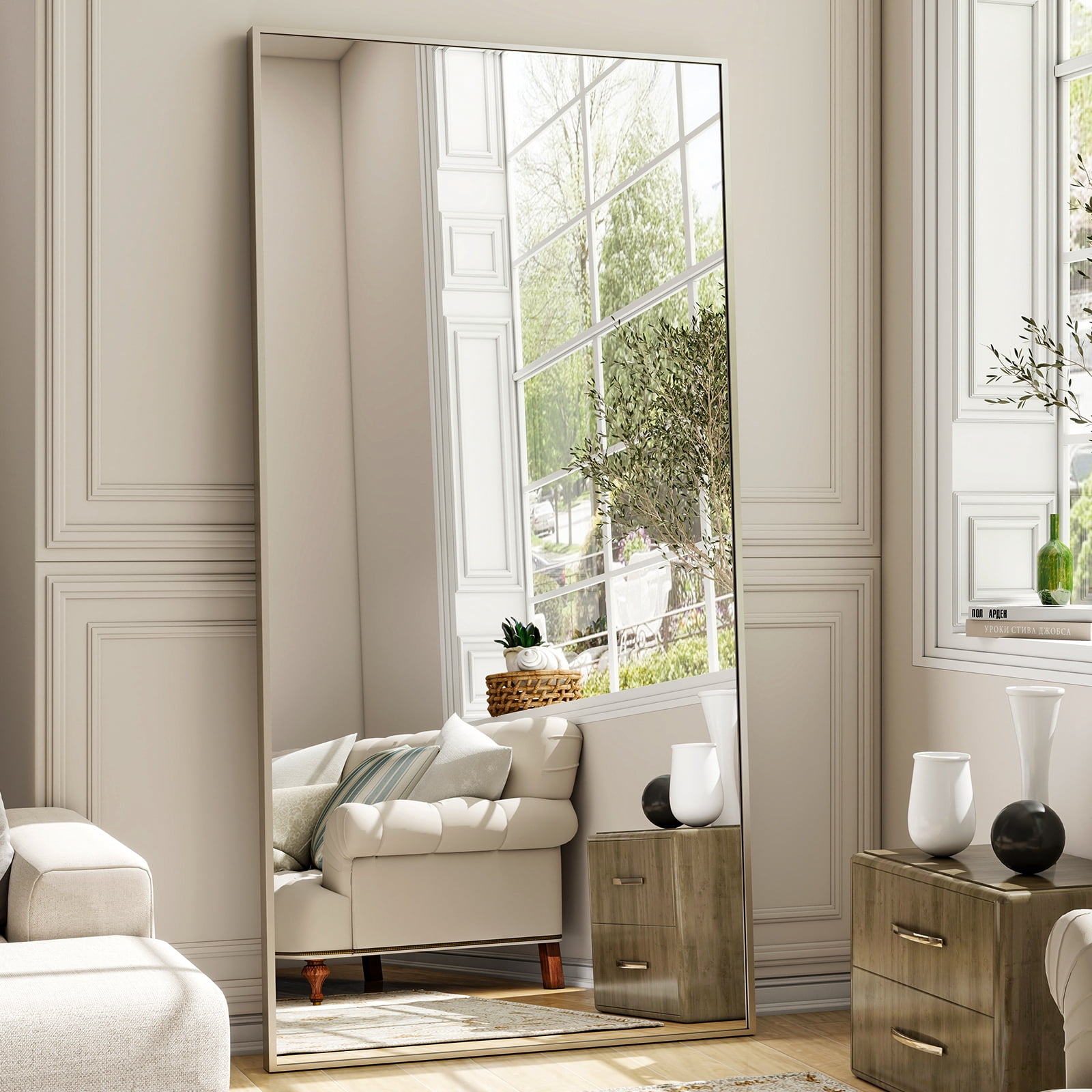 Lumora 71"x26.1" Full-Length Mirror, Floor Mirror with Stand, Silver