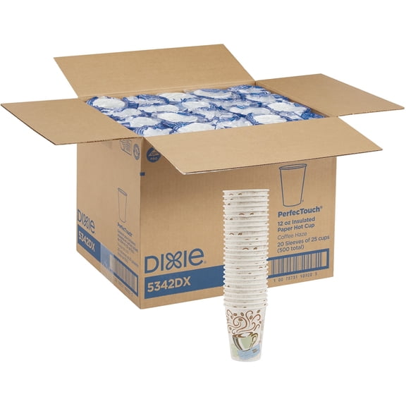 Dixie Perfectouch Insulated Paper Hot Coffee Cups By Gp Pro - 25 / Pack - 12 Fl Oz - 20 / Carton - Paper - Hot Drink