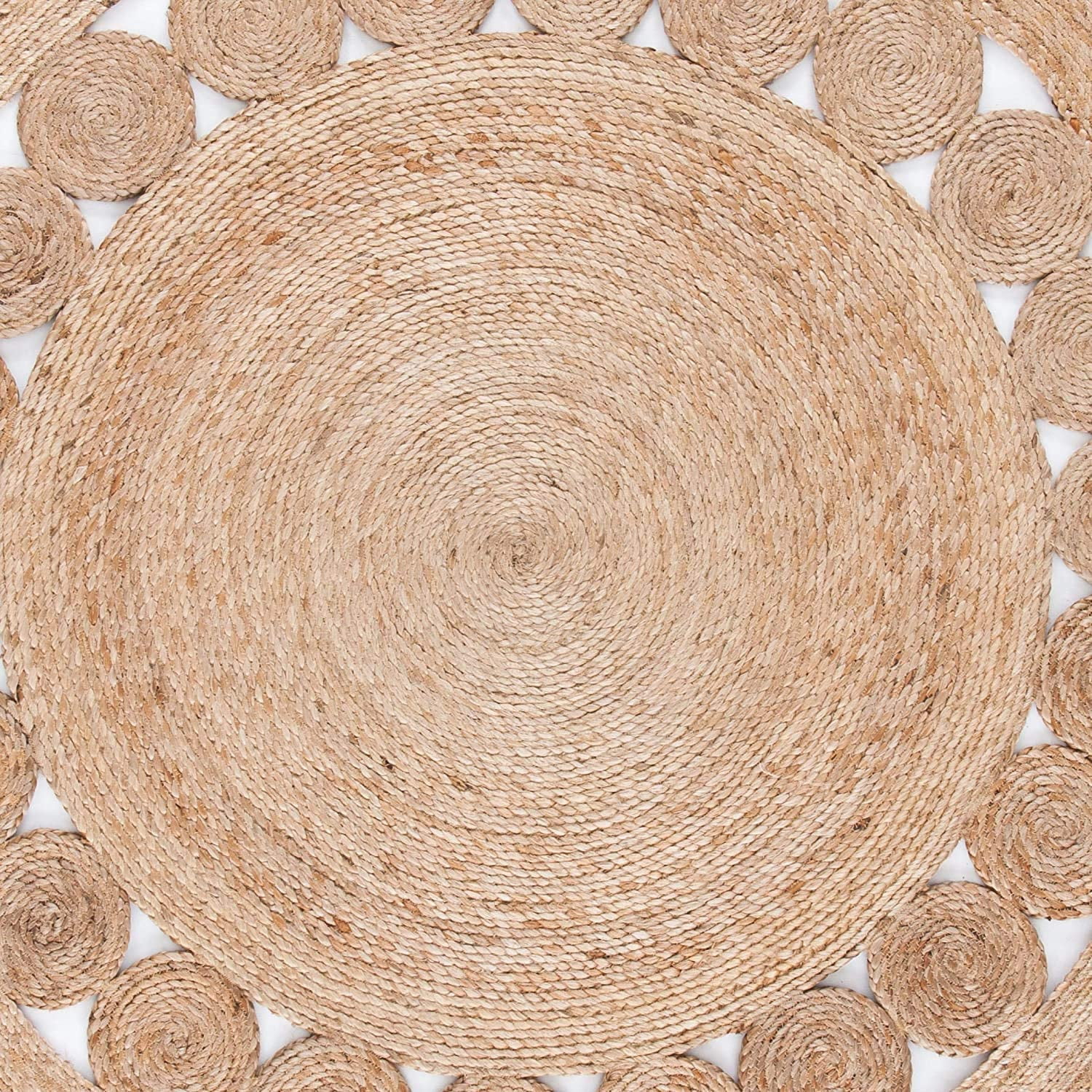 Avgari Creation Hand Woven, Oriental Jute Round Area Rug, Beige 2x2" Living Room , Indoor, Garden Carpet Rug Doormat