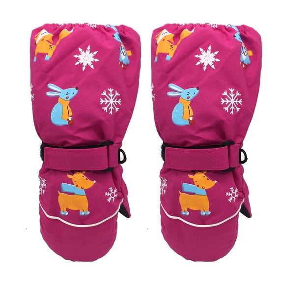 1 Pair Kids Snow Gloves Water Proof Adjustable Fastener Tape Hanging Buckle Windproof Riding Gloves for Daily Wear