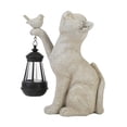 thumbnail image 3 of Luz solar de gato Estatua de gato al aire libre Regalos Lámpara de paisaje Resina con linterna solar Gris Cola estatua al aire libre, 3 of 8